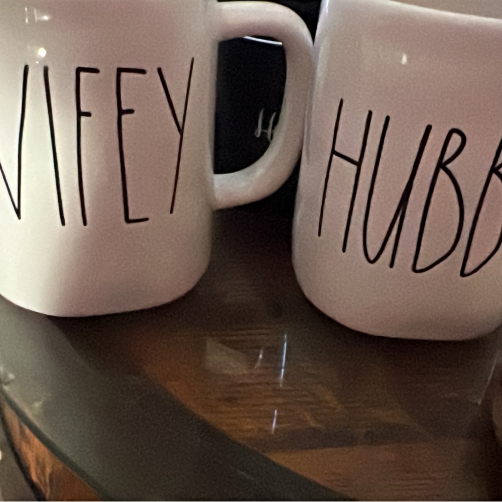 Wifey and Hubby White Ceramic Mug Set